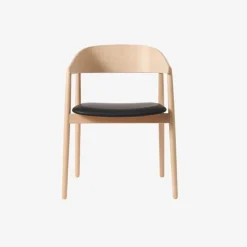 Andersen Furniture Stue|Stole>AC2 Stol Hvidpigmenteret Mat Lakeret Bøg Sort Læder