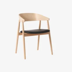 Andersen Furniture Stue|Stole>AC2 Stol Hvidpigmenteret Mat Lakeret Bøg Sort Læder