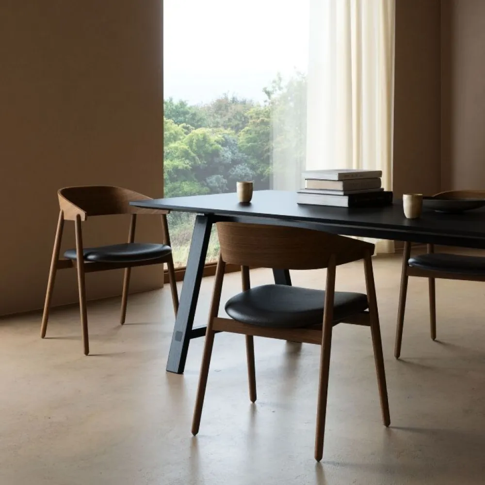 Andersen Furniture Stue|Stole>AC2 Stol Røget Mat Lakeret Bøg Sort Læder
