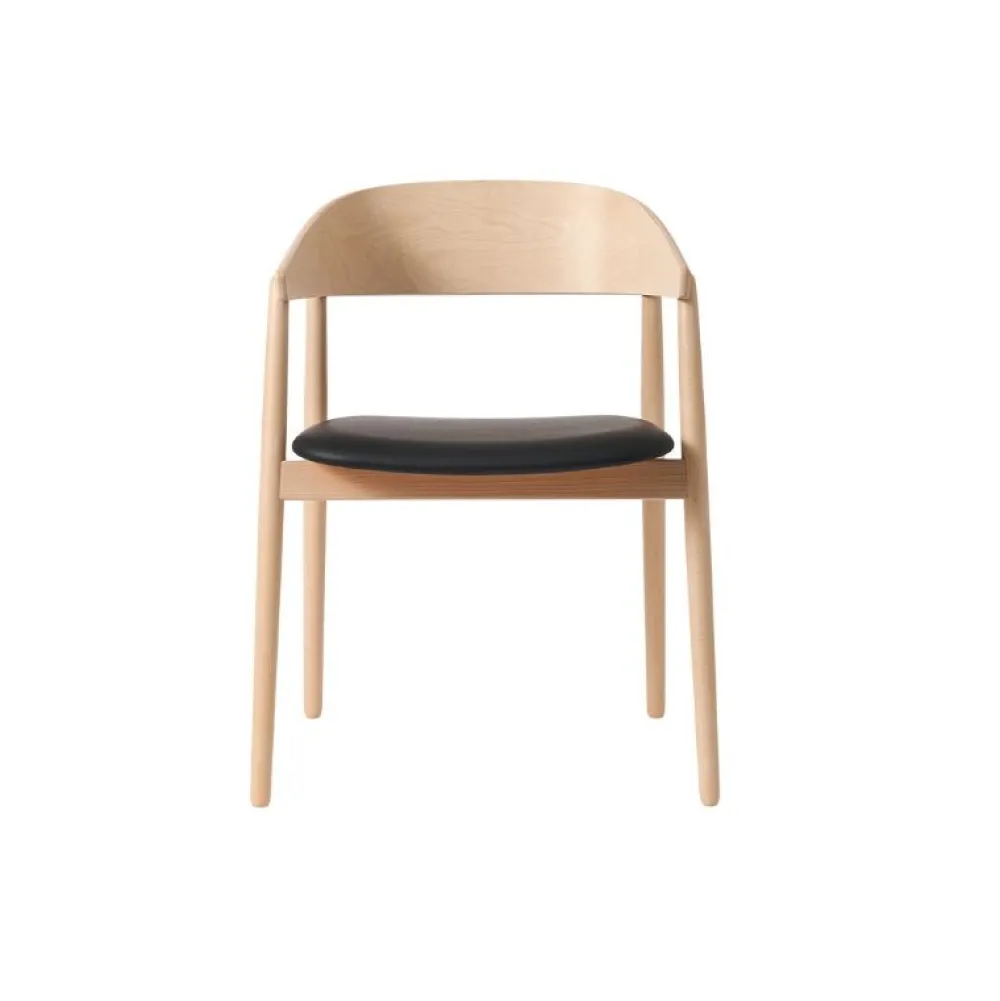 Andersen Furniture Stue|Stole>AC2 Stol Hvidpigmenteret Mat Lakeret Bøg Sort PU Læder