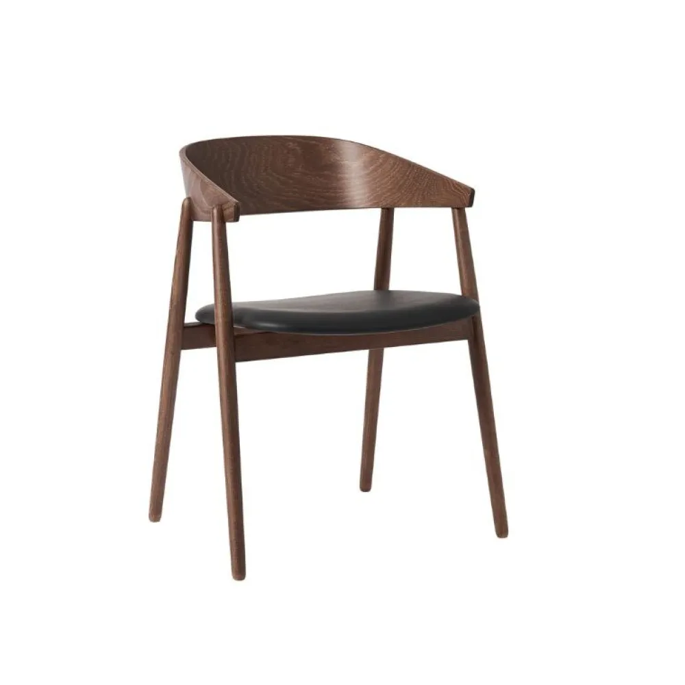 Andersen Furniture Stue|Stole>AC2 Stol Røget Mat Lakeret Bøg Sort PU Læder