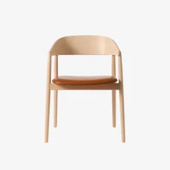 Andersen Furniture Stue|Stole>AC2 Stol Hvidpigmenteret Mat Lakeret Bøg Cognac Læder