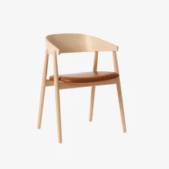 Andersen Furniture Stue|Stole>AC2 Stol Hvidpigmenteret Mat Lakeret Bøg Cognac Læder