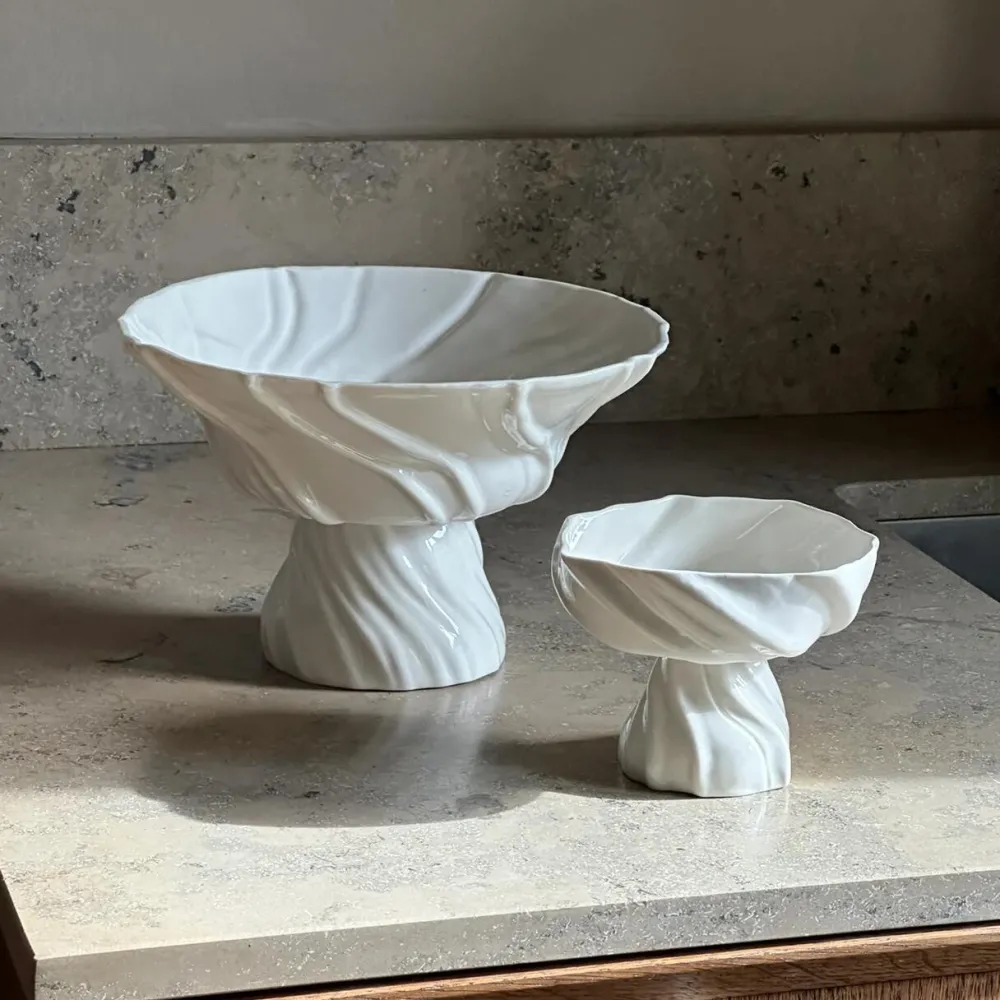 Atelier Marée Keramik & Porcelæn>Tidevands Piedestalskål Hvid