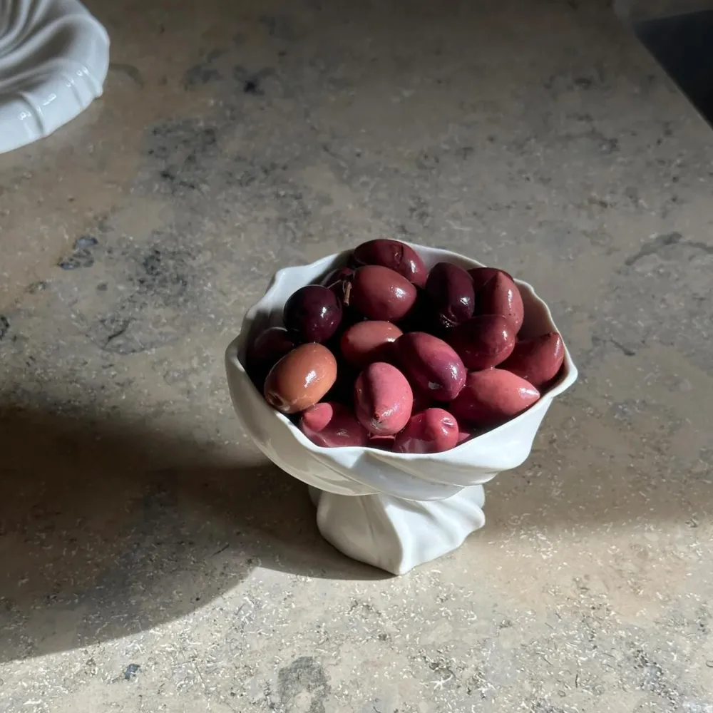 Atelier Marée Keramik & Porcelæn>Tidevands Piedestalskål Hvid