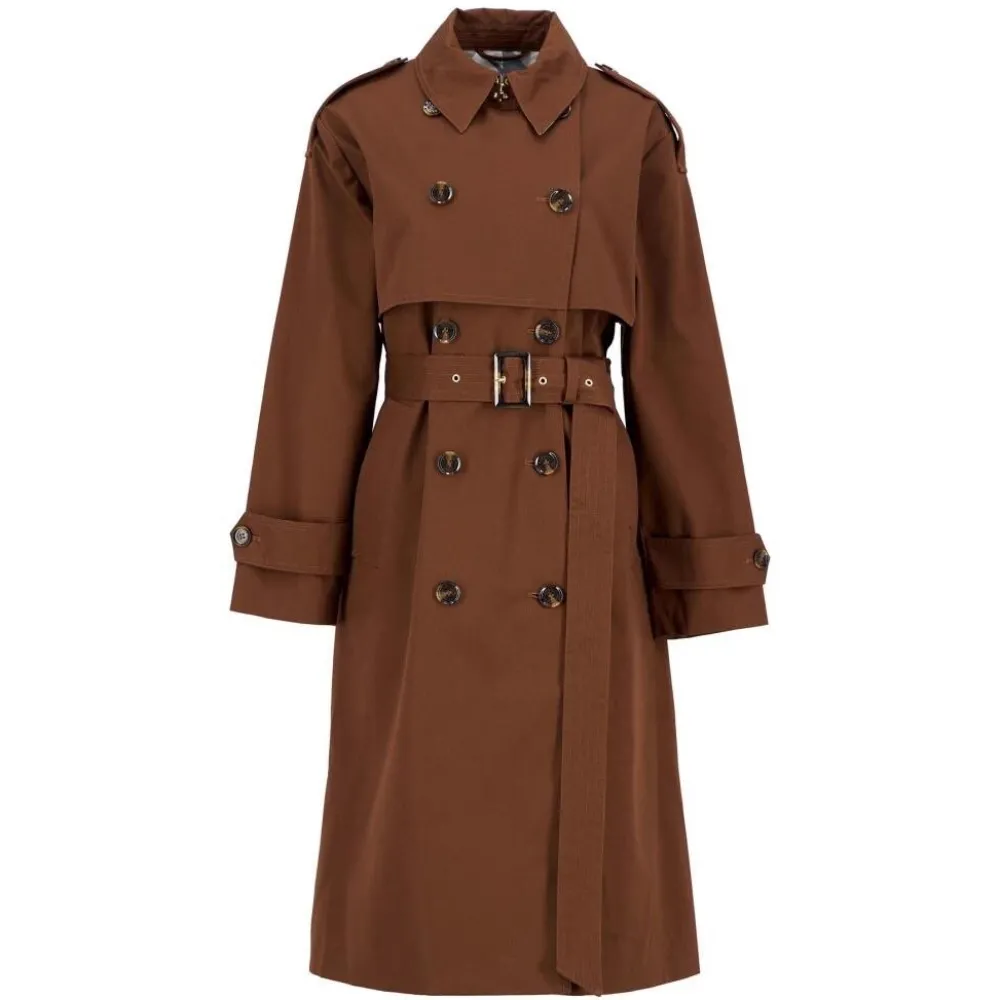 Dame Barbour Overtøj>Aoife Showerproof Trench Coat Vicuna/Hessian Tartan