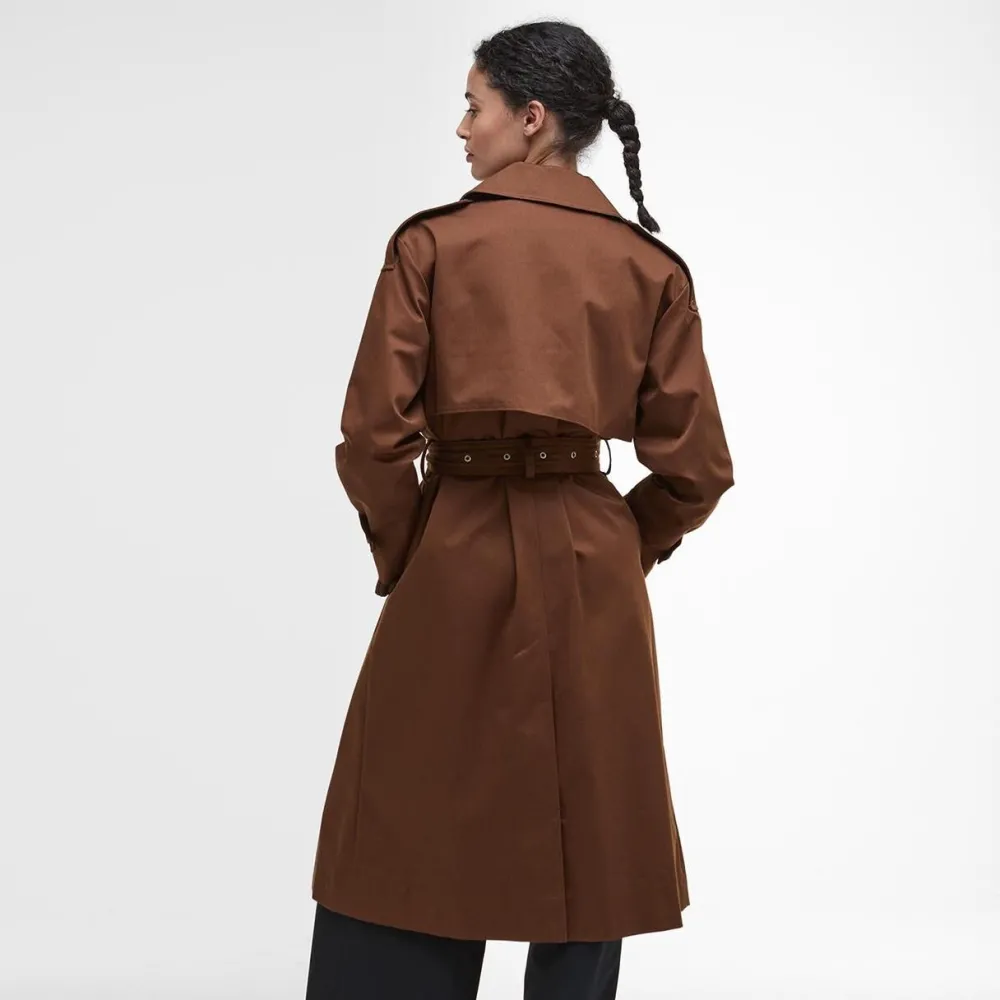 Dame Barbour Overtøj>Aoife Showerproof Trench Coat Vicuna/Hessian Tartan