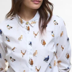 Dame Barbour Overdele>Brambles Tailored Long-Sleeved Shirt Bird Print