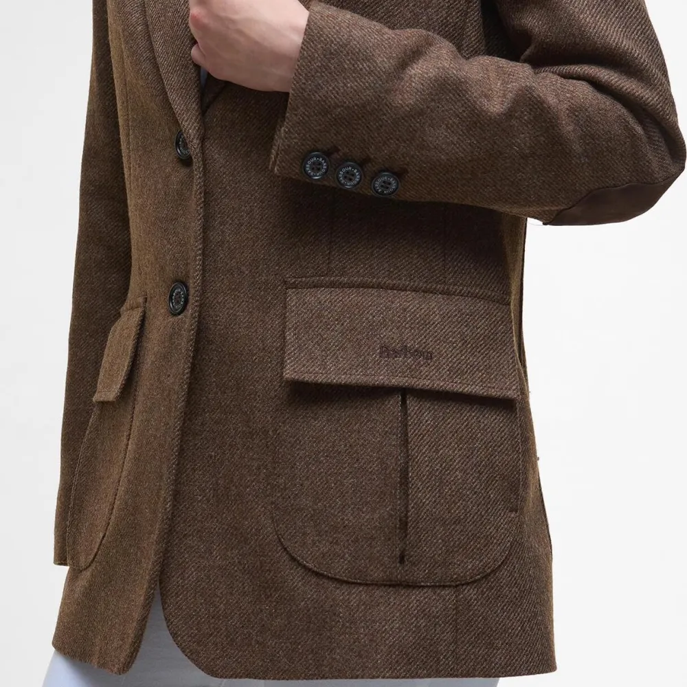 Dame Barbour Overdele>Elm Tailored Wool Blazer Military Brown