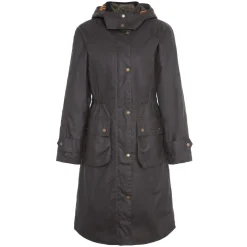 Dame Barbour Overtøj>Long Cannich Waxed Jacket Olive-Classic