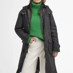 Dame Barbour Overtøj>Long Cannich Waxed Jacket Olive-Classic