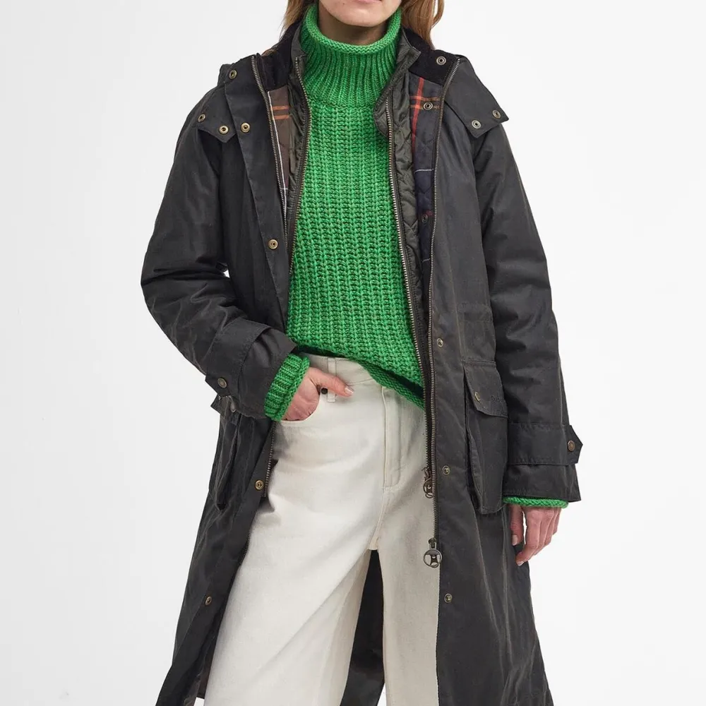 Dame Barbour Overtøj>Long Cannich Waxed Jacket Olive-Classic