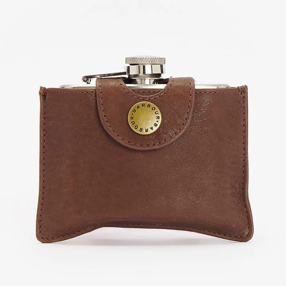 Dame Barbour Accessories|Accessories>4OZ Hinged Hip Flask Classic Brown