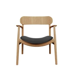 Bent Hansen Stole|Stue>Asger Loungestol Eg/Lys Olie Sort Zenso 2 Læder