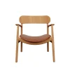 Bent Hansen Stole|Stue>Asger Loungestol Eg/Olie Cognac Zenso 2 Læder