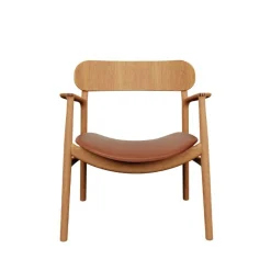 Bent Hansen Stole|Stue>Asger Loungestol Eg/Olie Cognac Zenso 2 Læder