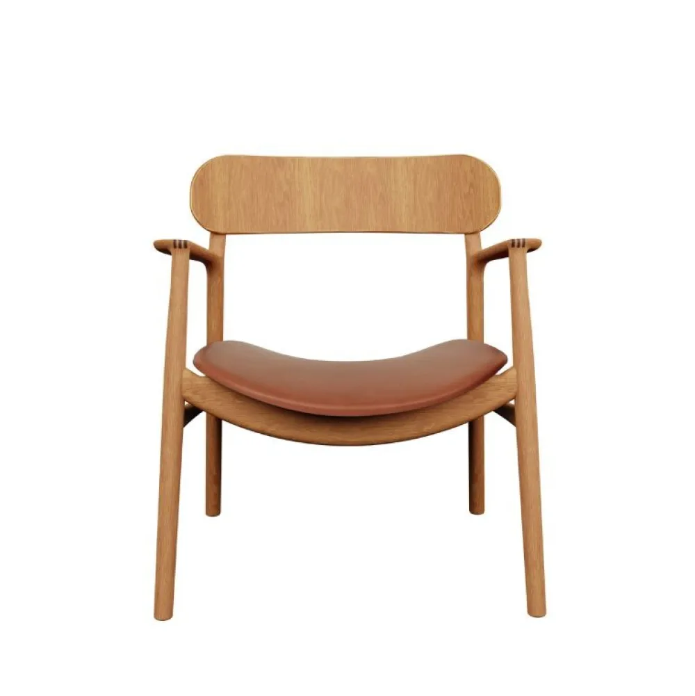 Bent Hansen Stole|Stue>Asger Loungestol Eg/Olie Cognac Zenso 2 Læder