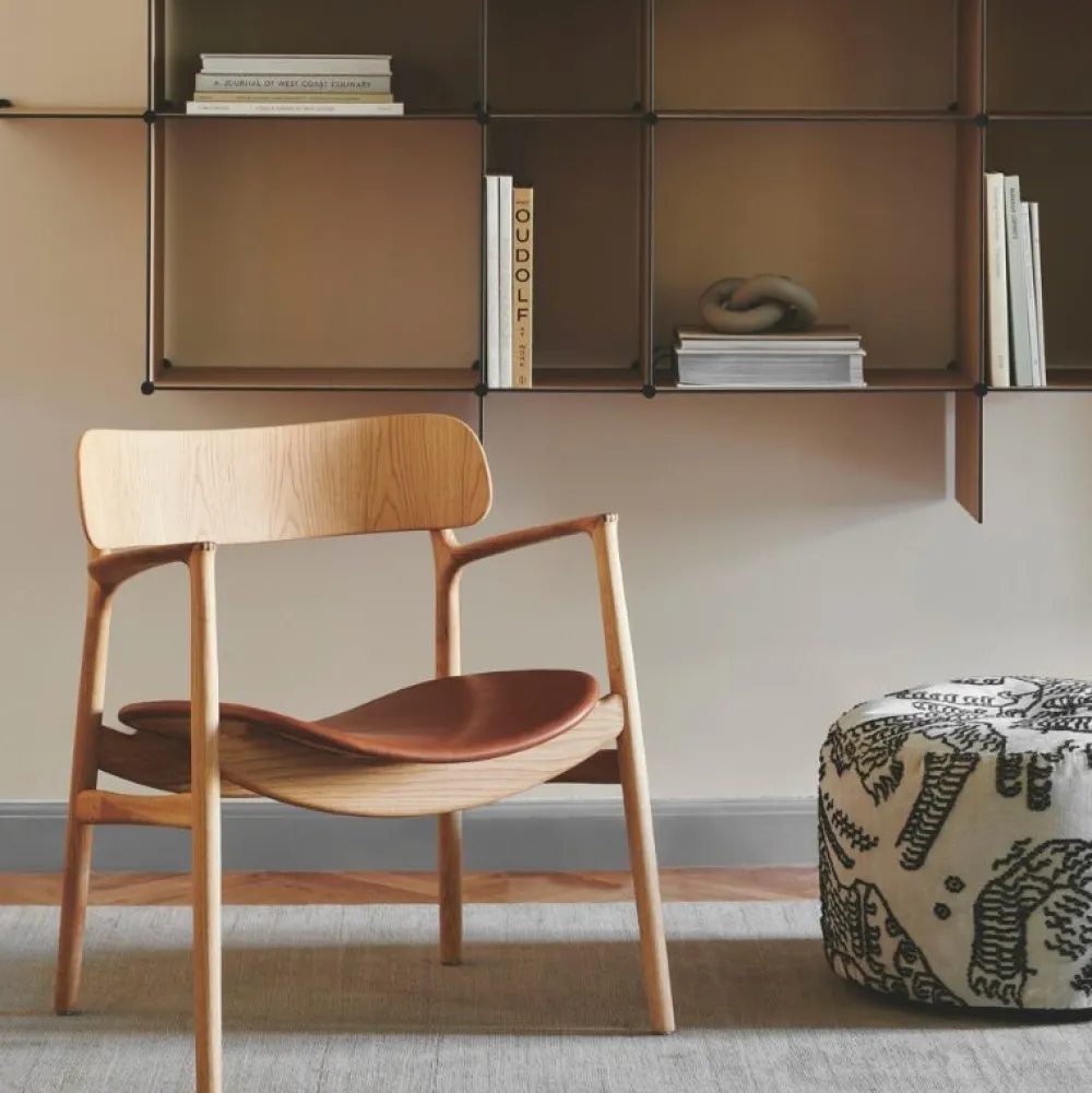 Bent Hansen Stole|Stue>Asger Loungestol Eg/Olie Cognac Zenso 2 Læder