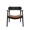 Bent Hansen Stole|Stue>Asger Loungestol Sortlakeret Eg Cognac Zenso 2 Læder