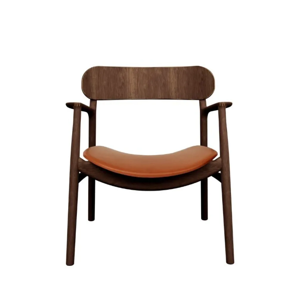 Bent Hansen Stole|Stue>Asger Loungestol Eg/Røget Cognac Zenso 2 Læder