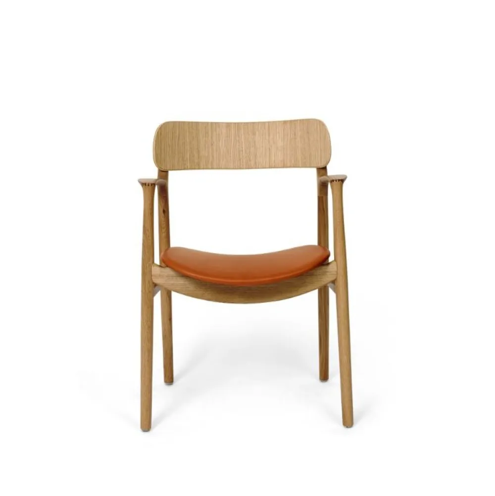 Bent Hansen Stole|Stue>Asger Spisebordsstol Eg/Lys Olie Cognac Zenso 2 Læder