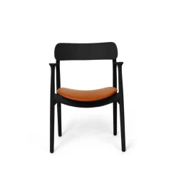Bent Hansen Stole|Stue>Asger Spisebordsstol Sortlakeret Eg Cognac Zenso 2 Læder