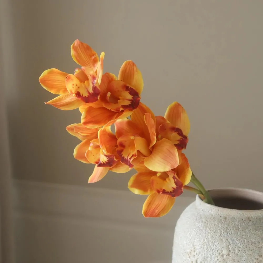 Botané Studios Kunstige Blomster>Cymbidium Orchid Flower Orange