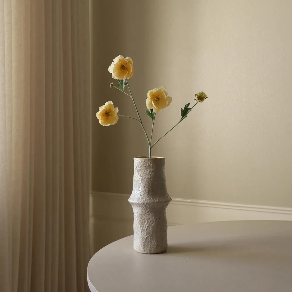 Botané Studios Kunstige Blomster>Four Heads Poppy Flower Yellow