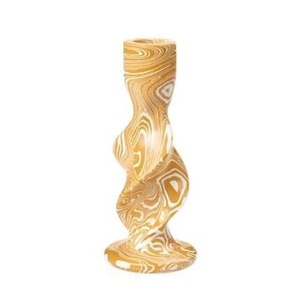 Andet Boligtilbehør|Lysestager>Broste Copenhagen Twist Lysestage Harvest Gold