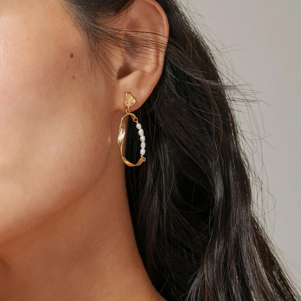 Dame Enamel Copenhagen Accessories|Smykker>Earrings Aloma Pearl Small Gold-Plated