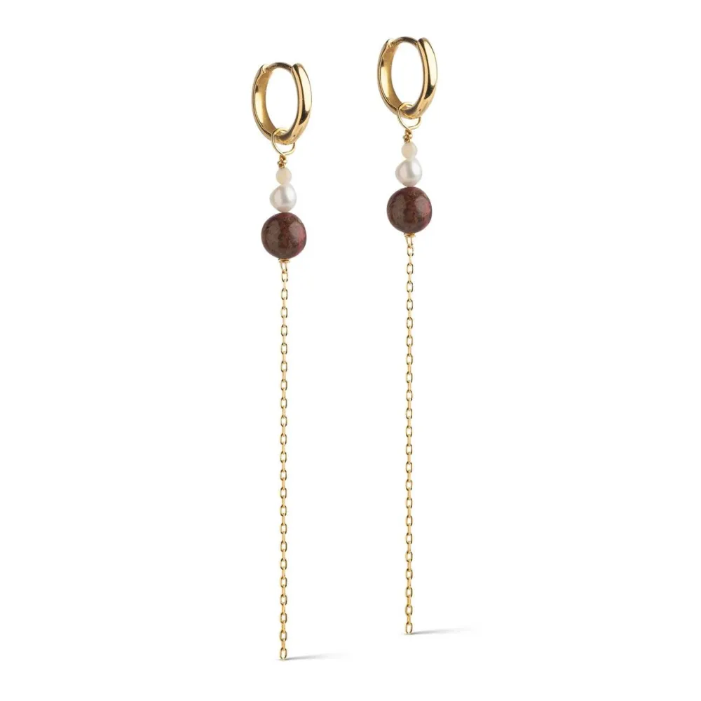 Dame Enamel Copenhagen Accessories|Smykker>Hoops Jana Light Yellow/Pearl/Brown Gold-Plated