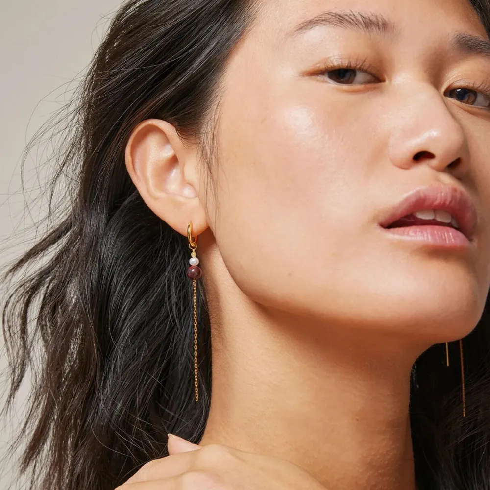 Dame Enamel Copenhagen Accessories|Smykker>Hoops Jana Light Yellow/Pearl/Brown Gold-Plated