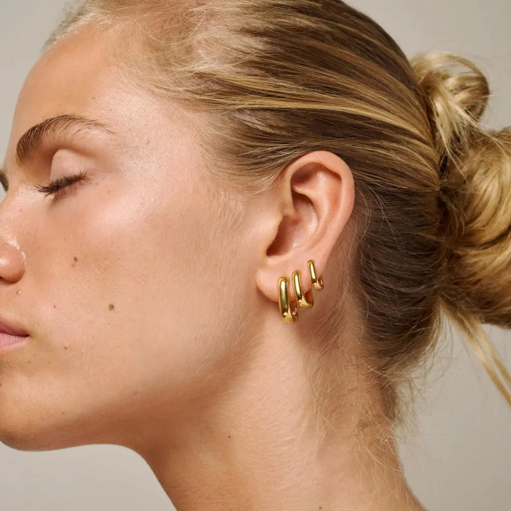 Dame Enamel Copenhagen Accessories|Smykker>Hoops Square Gold-Plated