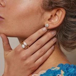 Dame Enamel Copenhagen Accessories|Smykker>Studs Baroque Pearl Gold-Plated