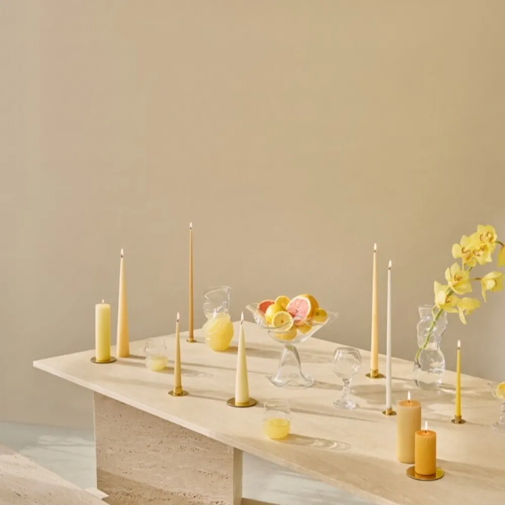 Ester & Erik Adventsstager>Lysestage Børstet Guld Mellem