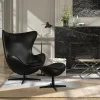 Fritz Hansen Stole|Stue>3316 Ægget Sort Essential Læder