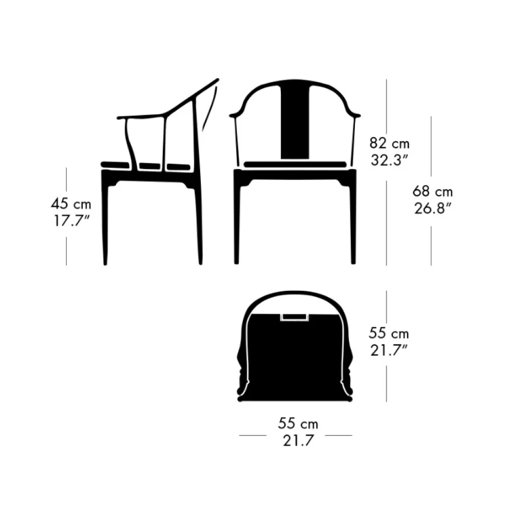 Fritz Hansen Stole>4283 Kinastolen Sort Ask