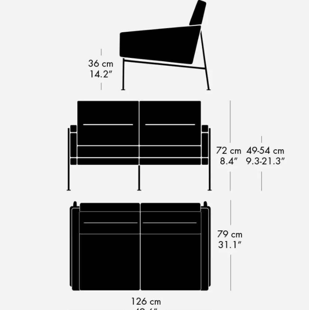 Fritz Hansen Stue|Sofaer>3302 Sofa 2-Pers Essential Læder