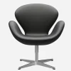 Fritz Hansen Stole|Stue>3320 Svanen Sort Essential Læder