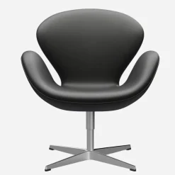 Fritz Hansen Stole|Stue>3320 Svanen Sort Essential Læder