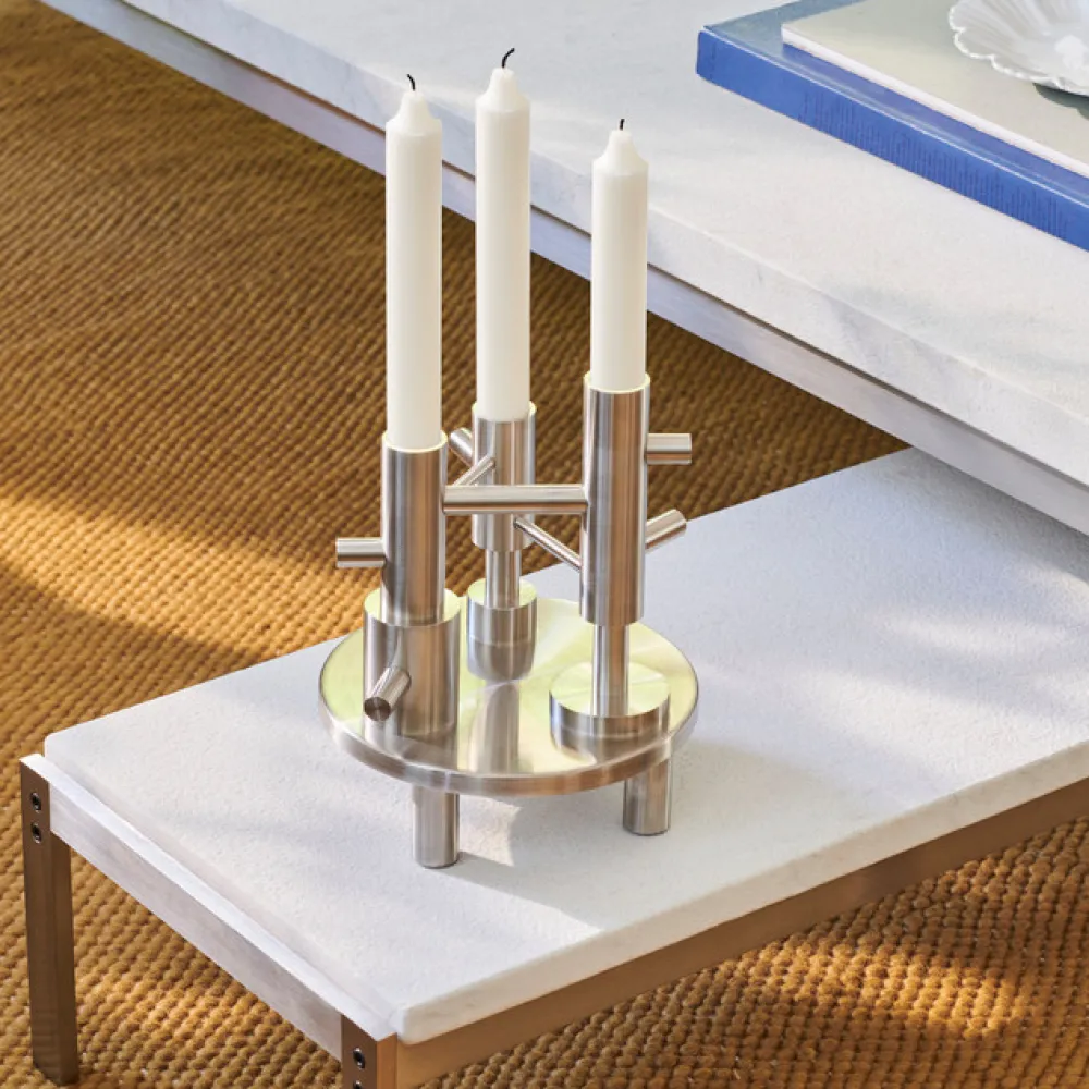 Fritz Hansen Lysestager>Candleholder Large Stainless Steel