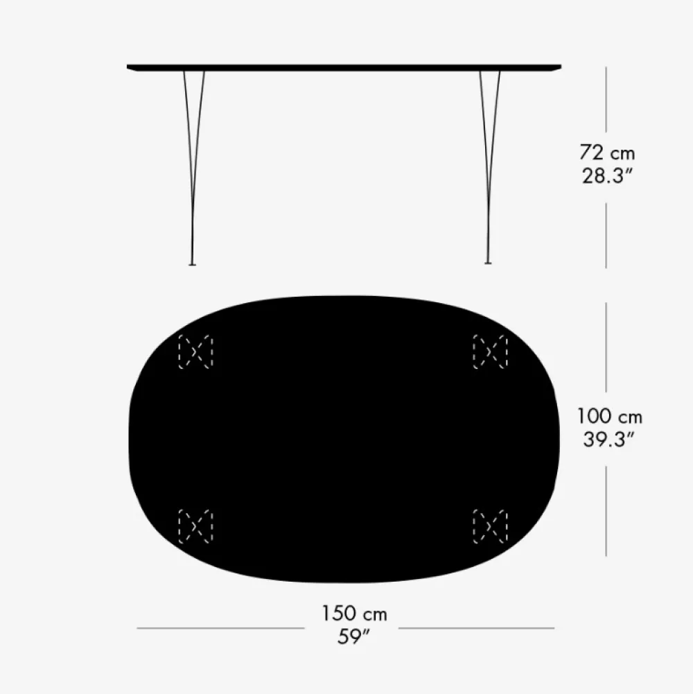 Fritz Hansen Køkken|Borde>Super-Ellipse Bord B612