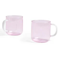 Hay Køkken>Borosilicate Mug Pink With White Handle 2 stk.