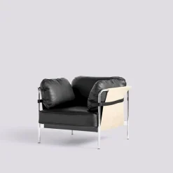 Hay Stue>Can 1 Seater Natural Canvas & Sort Sense Læder