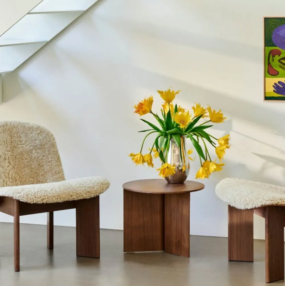Hay Stole|Stue>Chisel Loungestol Walnut & Sheepskin
