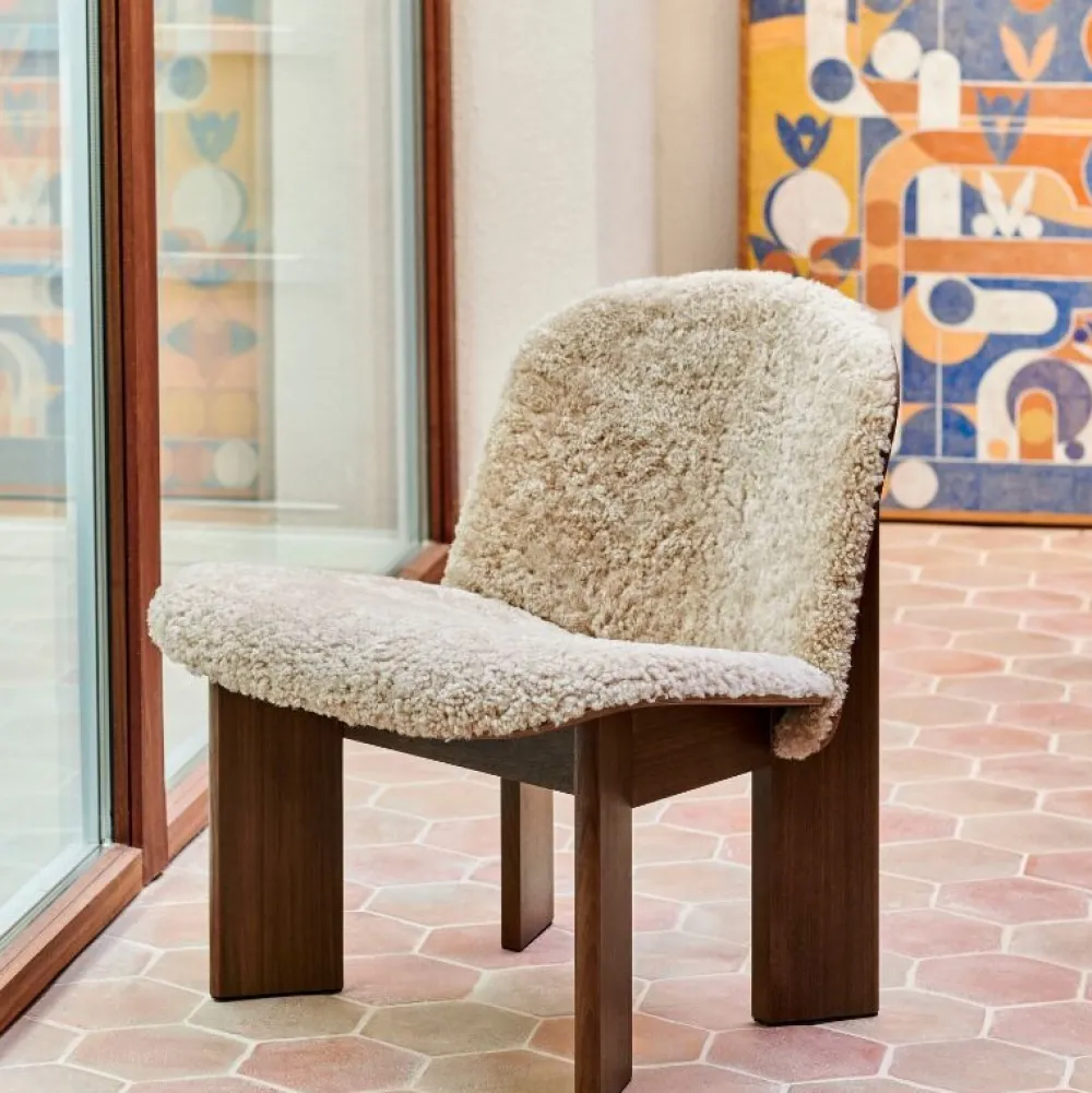 Hay Stole|Stue>Chisel Loungestol Walnut & Sheepskin