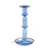 Hay Lysestager>Flare Candleholder Tall Light Blue With Red Rim