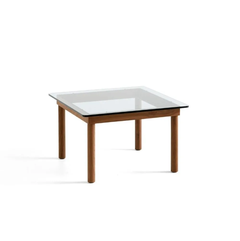 Hay Stue|Borde>Kofi Sofabord 60 x 60 Lakeret Valnød & Klar Glas