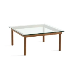 Hay Stue|Borde>Kofi Sofabord 80 x 80 Walnut & Clear Glass