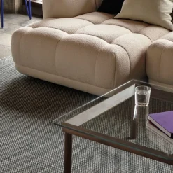 Hay Stue|Borde>Kofi Sofabord 80 x 80 Walnut & Clear Glass